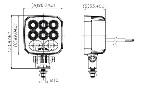 LED Werklamp met R65 flitser 2250lm IP69K