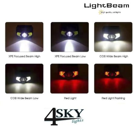 led-cob accu hoofdlamp 180 lumen-lightBeam-4sky Lights