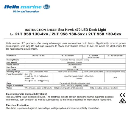 Hella Sea Hawk 470 Diffused zwart