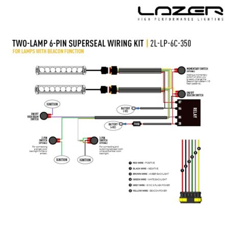 2L-LP-6C-350 Superseal 6 pin Two-Lamp momentary Kabelset