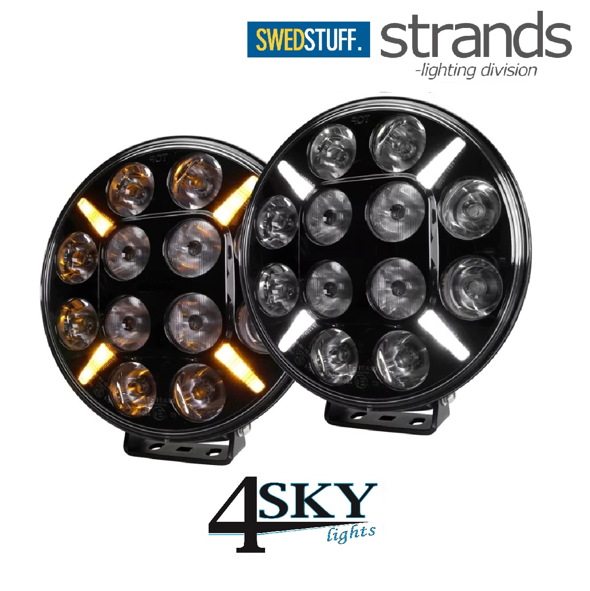 Swedstuff LDL-04 9 inch Led verstraler met positielicht amber wit van Strands R112 R7 R10 Swedstuff-LDL-04-9-inch-Led-verstraler-met-positielicht-amber-wit-van-Strands