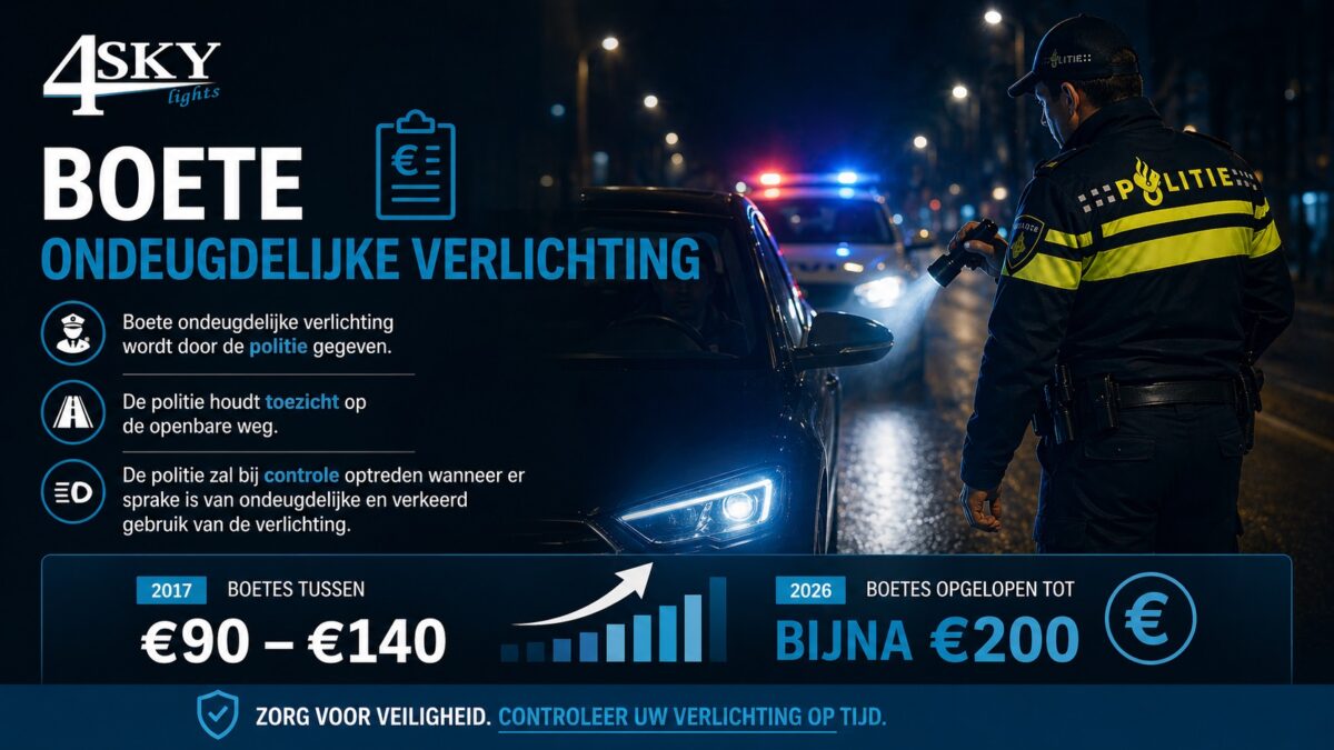 Boetes ondeugdelijke verlichting