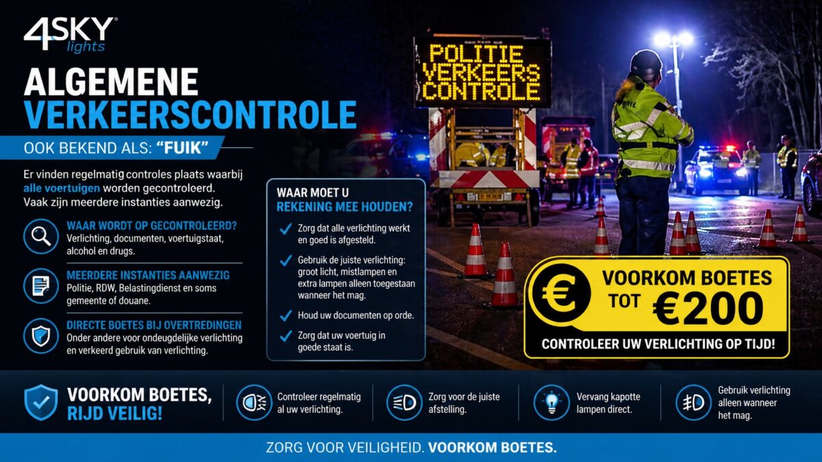 Boetes ondeugdelijke verlichting - controle Fuik