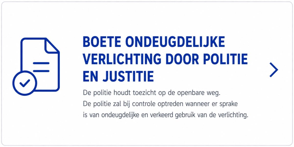 Boete Ondeugdelijke Verlichting door politie en Justitie