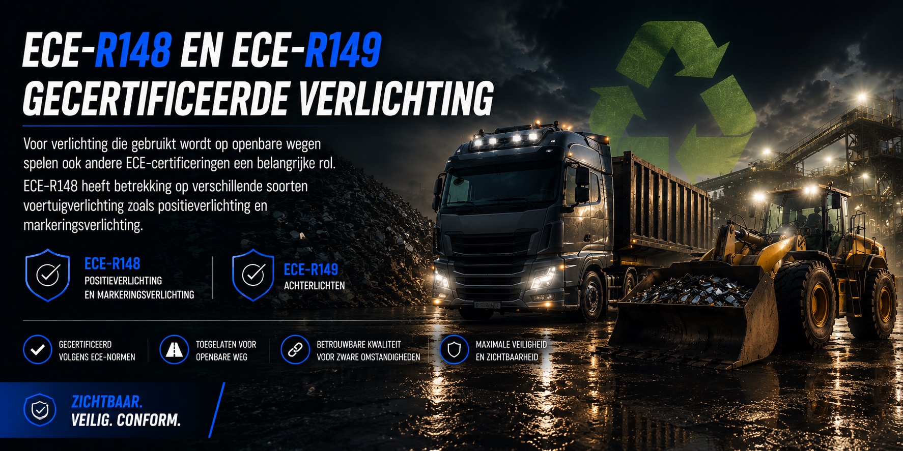 ECE-R148 en ECE-R149 gecertificeerde verlichting Recycling en metaal industrie - 4sky Lights
