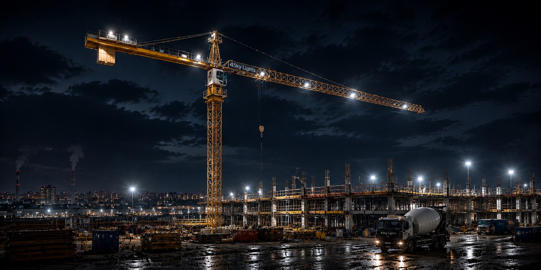 Grondverzet -hijskraan- industrie - led werkverlichting - 4sky Lights