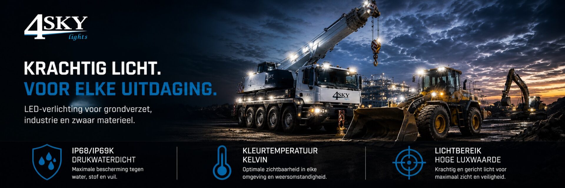 Grondverzet industrie - led werkverlichting - kleurtemperatuur - lux waarde