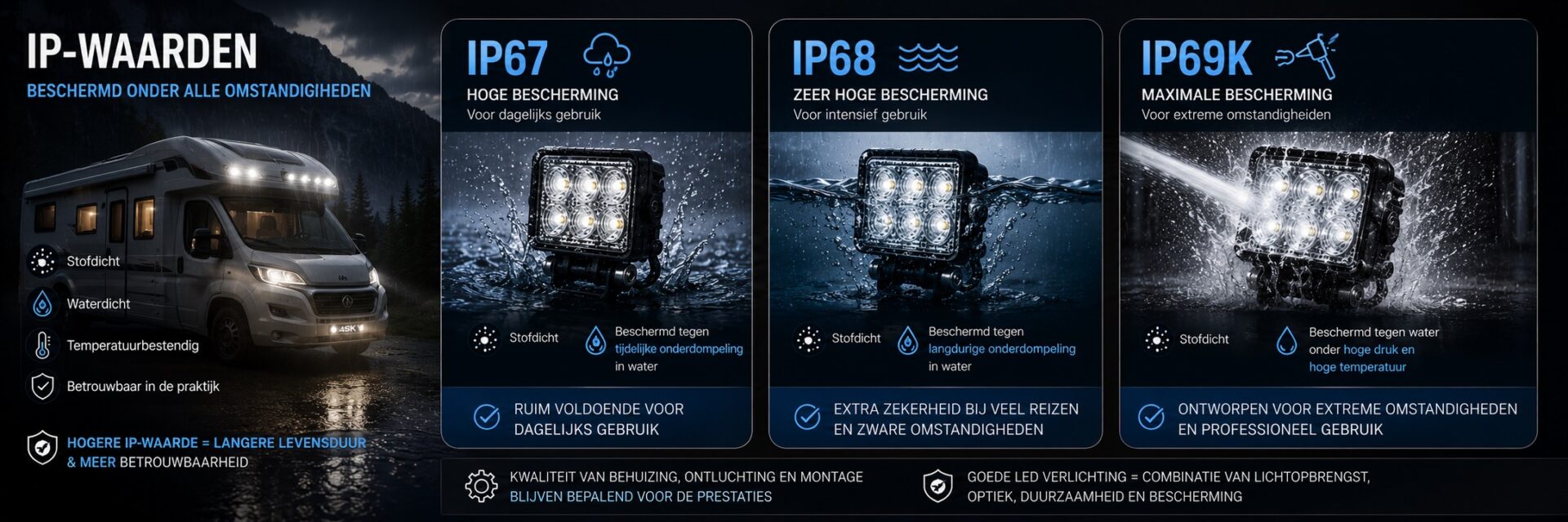 IP67 - IP68 - IP69K waterdichte led verklichting - 4sky Lights