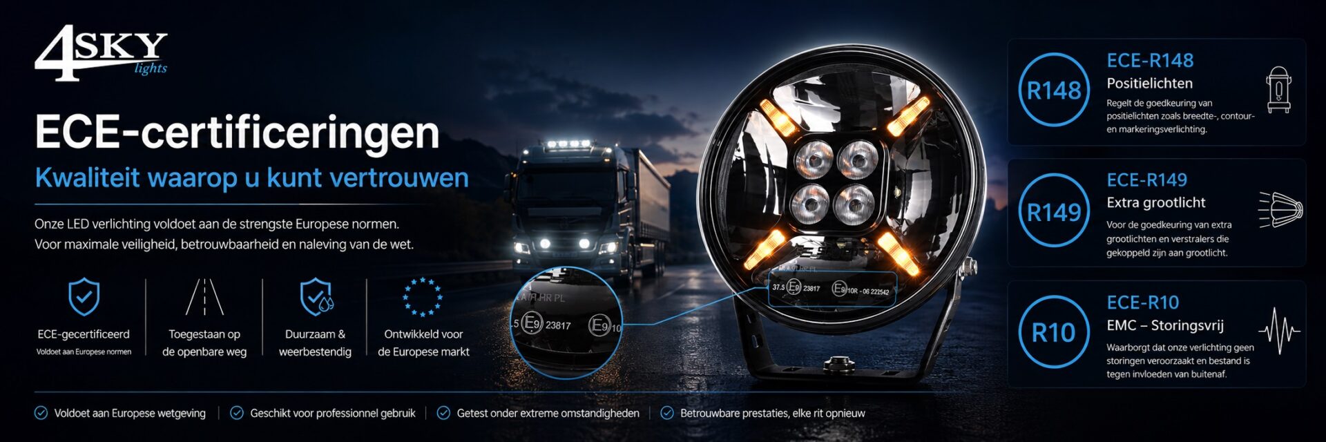 Led verlichting voor campers - ECE R148 R149 - 4Sky Lights