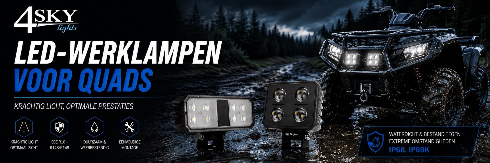 Led werklampen voor QUAD - 4sky Lights - ECE R10
