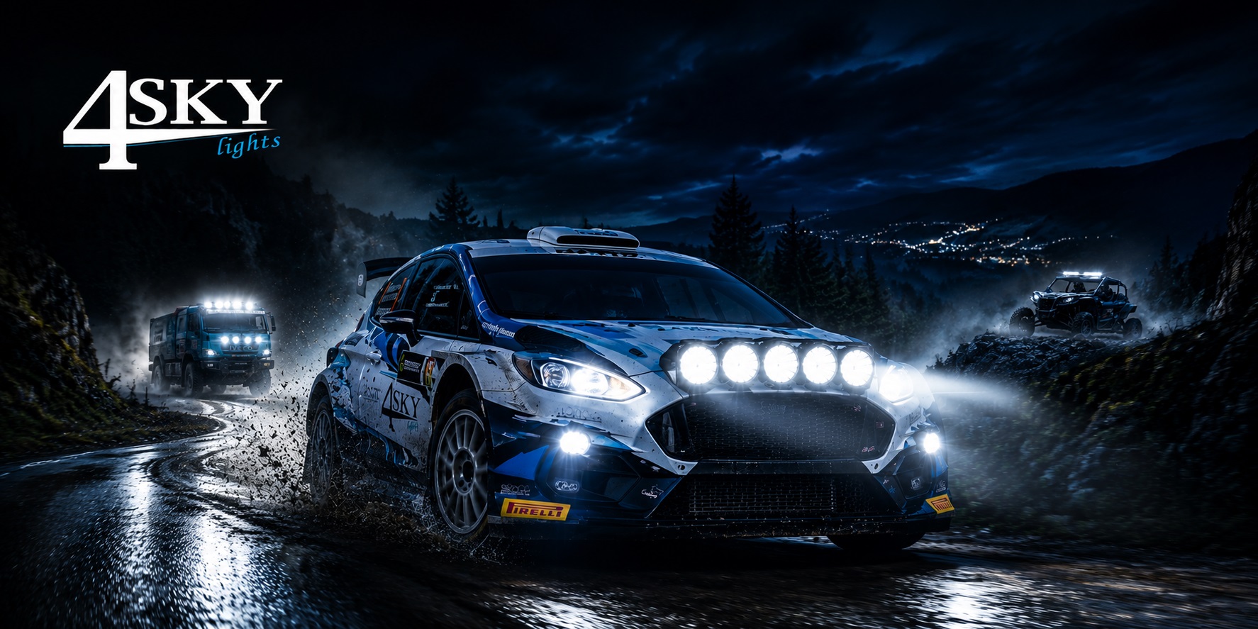 Ledverlichting voor rallysport auto - 4sky Lights -